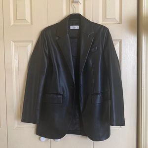 Mango Faux Leather Blazer